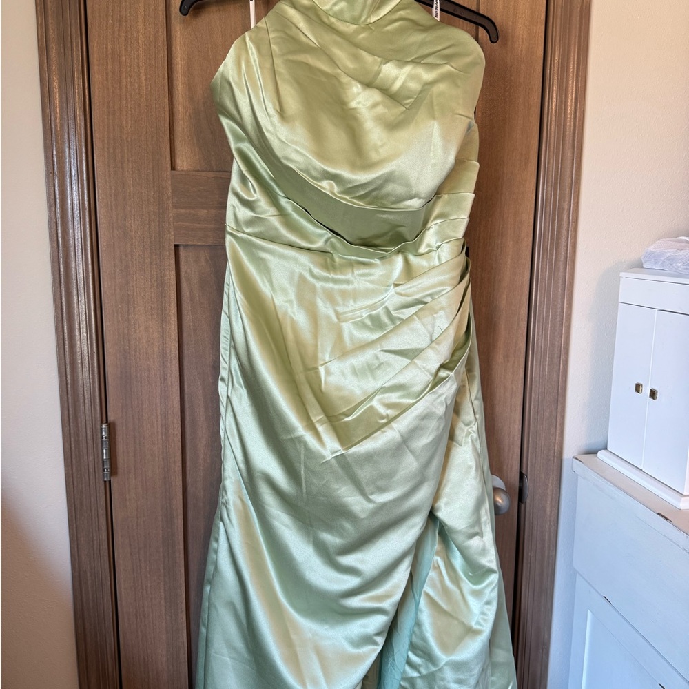 Elegant Green Satin Dress